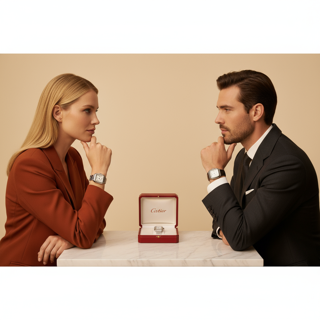 Bannière luxe couple symétrique coffret Cartier